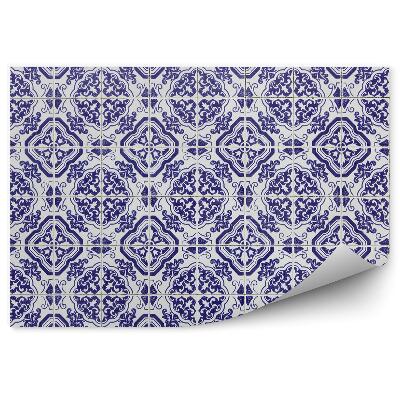 Papier peint Motif de carreaux de céramique fond blanc bleu abstrait