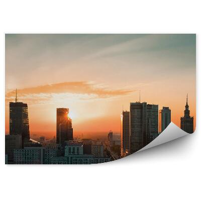 Papier peint Gratte-ciel Coucher de soleil Varsovie