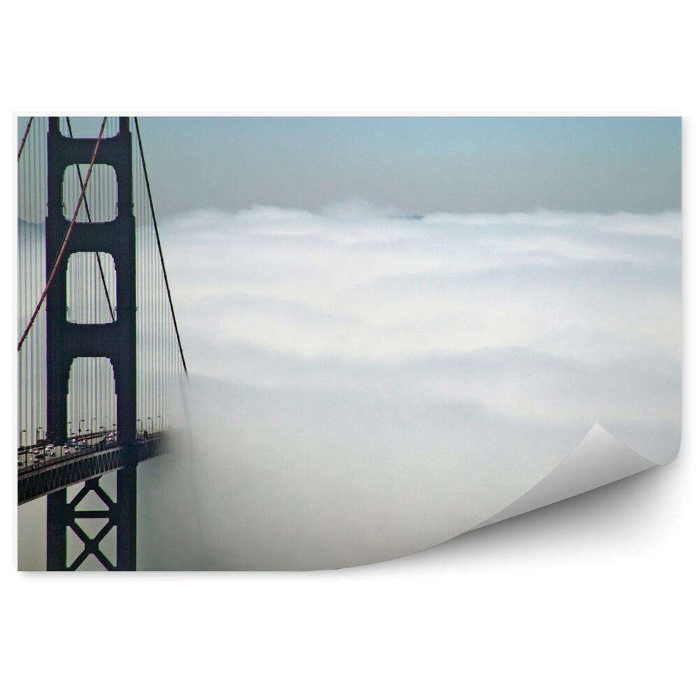 Papier peint Brume Golden Gate Bridge Cars Ocean San Francisco Montagnes