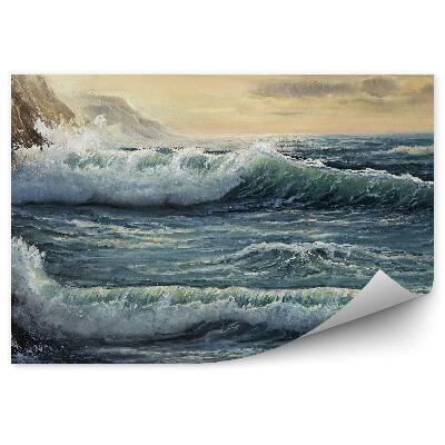 Papier peint Montagnes Rochers Vagues Océan Peinture