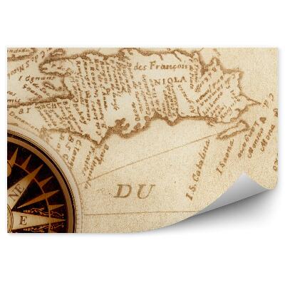 Papier peint Carte du monde ancienne rose des vents