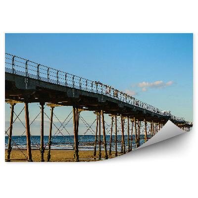 Papier peint Jetée Plage Océan Mer Ciel Nuages