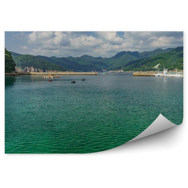 Papier peint Yachts Océan Arbres Ciel Nuages