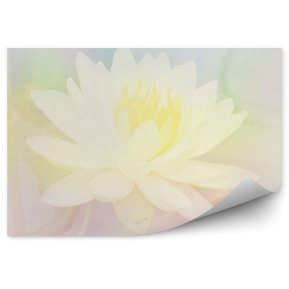 Papier peint Fleur de lotus jaune fond pastel