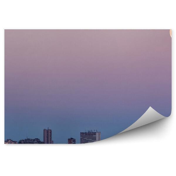 Papier peint Bâtiments Ville Madrid Arbres Ciel De Lune