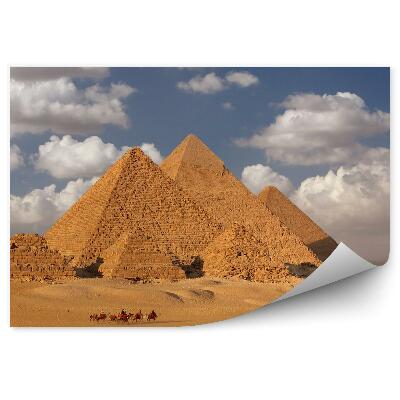Papier peint Égypte pyramides voyageurs désert sable