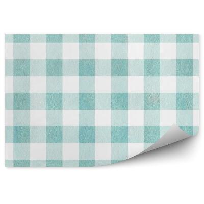 Papier peint Cube vert à carreaux fond blanc