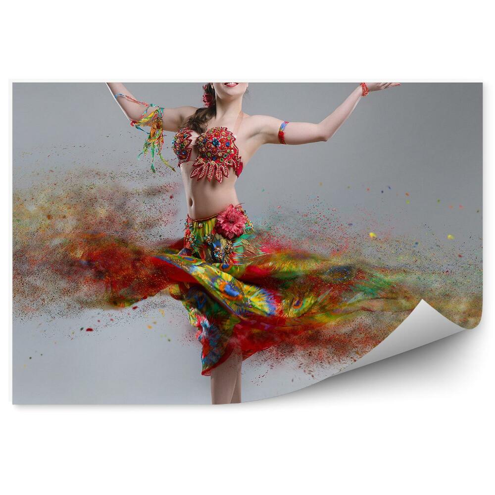 Papier peint Femme danseuse tenue colorée corps abstrait fumée