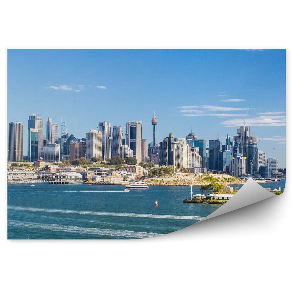 Papier peint Gratte-ciel Arbres Navires Océan Ciel Sydney