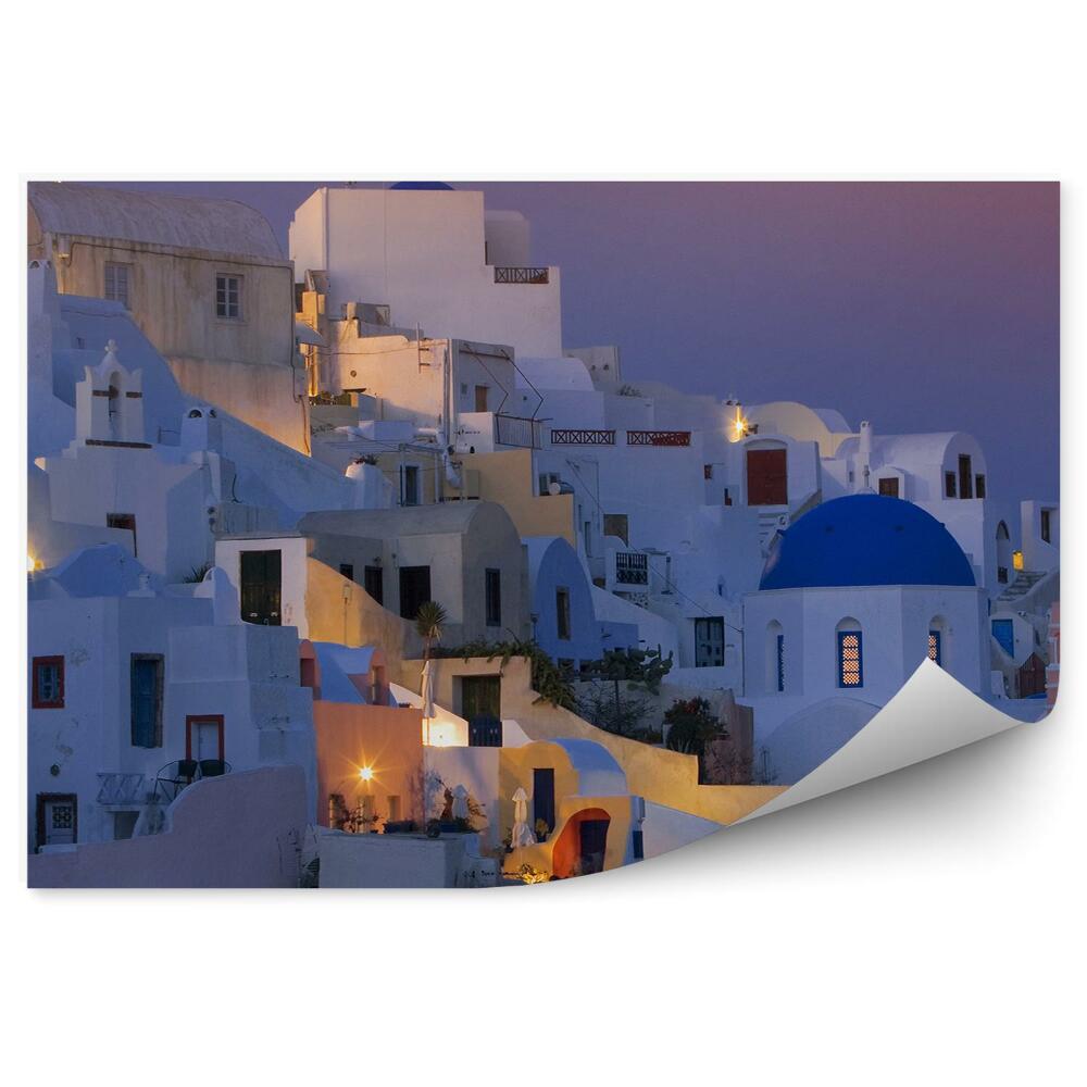 Papier peint Vue d'oiseau Santorini Bâtiments Grèce Nuit