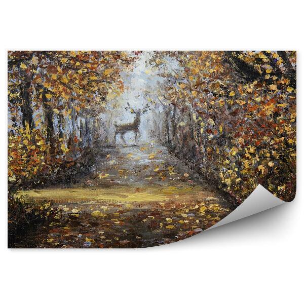 Papier peint Aquarelle D'un Cerf Dans Un Parc D'automne