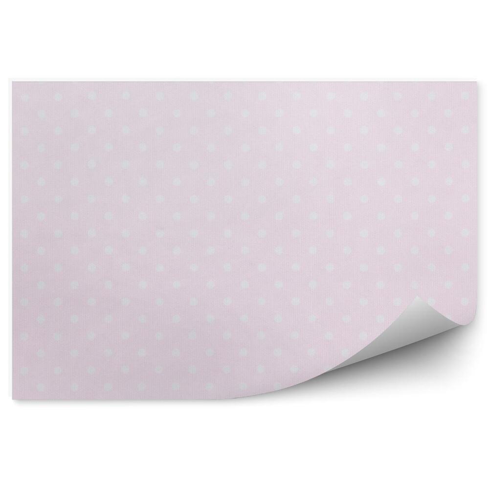 Papier peint Fond rose à pois blancs