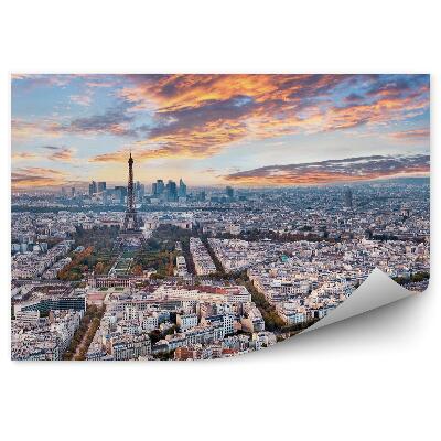 Papier peint Paris Vue Aérienne Ville Bâtiments Coucher De Soleil Nuages