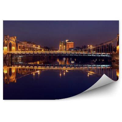 Papier peint Pont Grunwald Wrocław Rivière Ombres Nuit