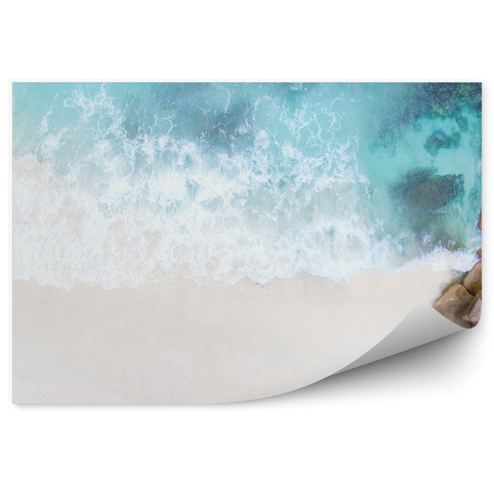 Papier peint Océan Plage Roches Plantes Seychelles Ile Mah