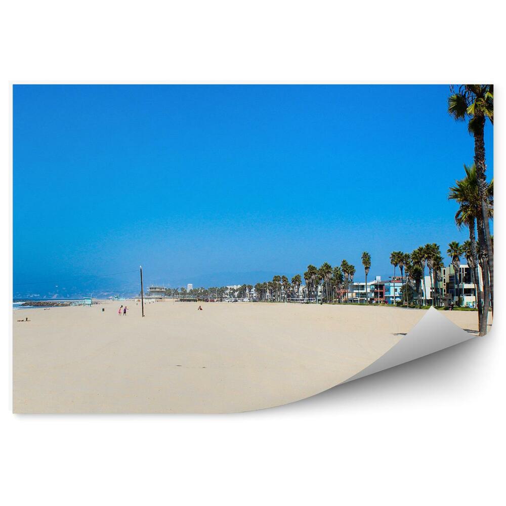 Papier peint Plage sable eau été palmiers