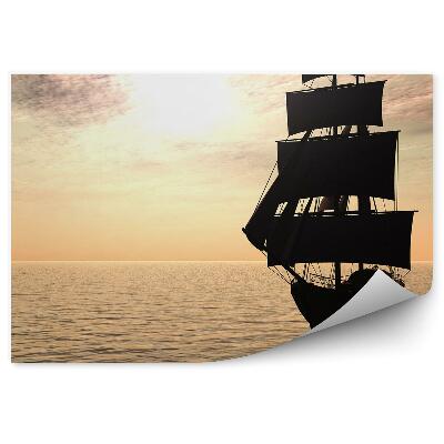 Papier peint Navire en mer au lever du soleil