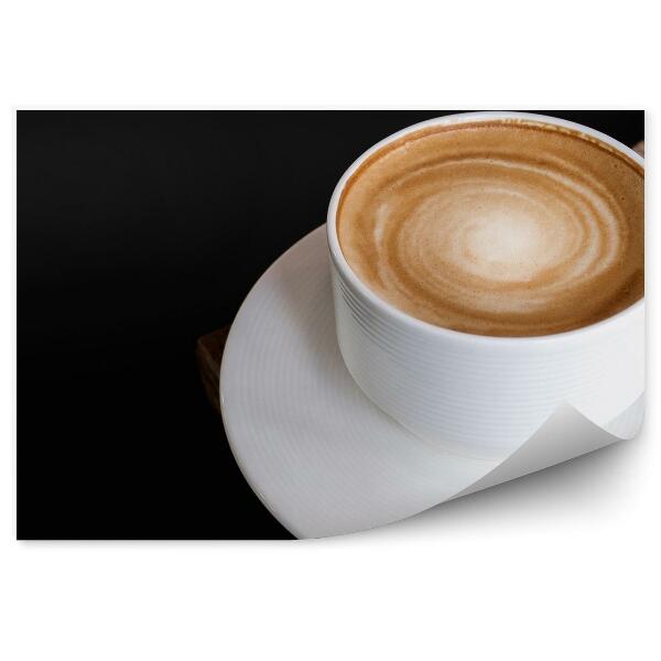 Tapisserie murale Cappuccino mousse tasse blanche table en bois