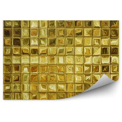 Papier peint Mosaïque de carreaux carrés dorés, paillettes abstraites