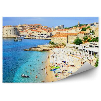 Papier peint Dubrovnik plage de sable touristes été croatie