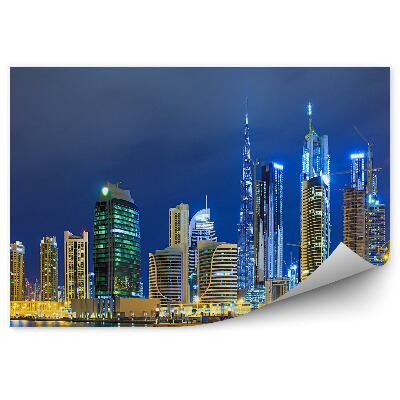 Papier peint Gratte-Ciel Océan Mer Bâtiments Lumière De Nuit