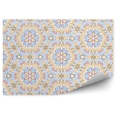Papier peint Motif coloré abstrait fleurs fond blanc