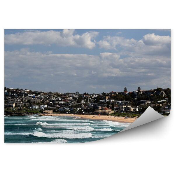 Papier peint Bâtiments Océan Vagues Plage Ciel Nuages