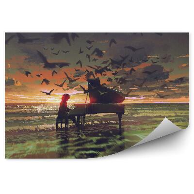 Papier peint Graphique Musicien Piano Oiseaux Nature Abstrait