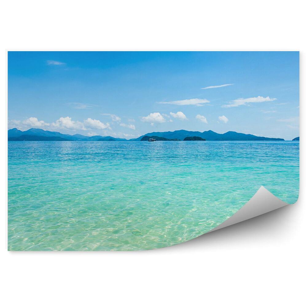 Papier peint Sable Océan Montagne Ciel Nuages