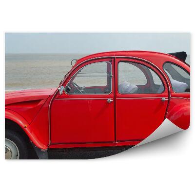 Papier peint Citroen 2cv rouge classique sur la plage