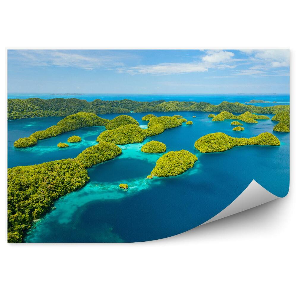 Papier peint Îles vertes plantes eau bleue ciel