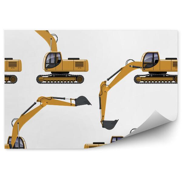 Tapisserie murale Excavateurs jouets sur fond uni