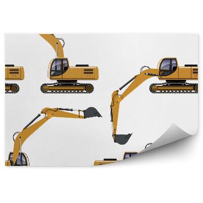 Tapisserie murale Excavateurs jouets sur fond uni