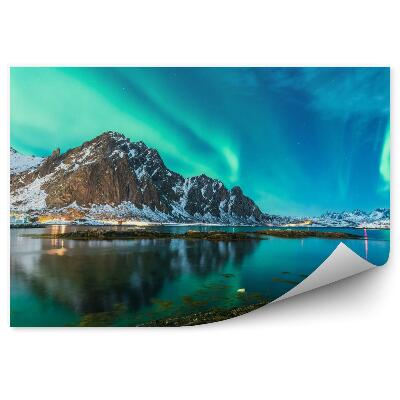 Tapisserie murale Aurore au-dessus du fjord