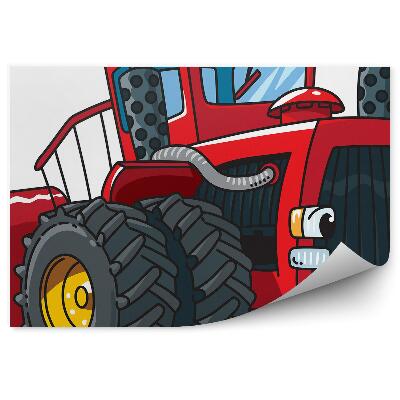 Tapisserie murale Tracteur rouge souriant à grandes roues