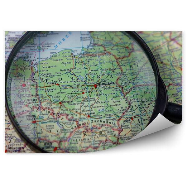 Papier peint Loupe Carte de la Pologne verte