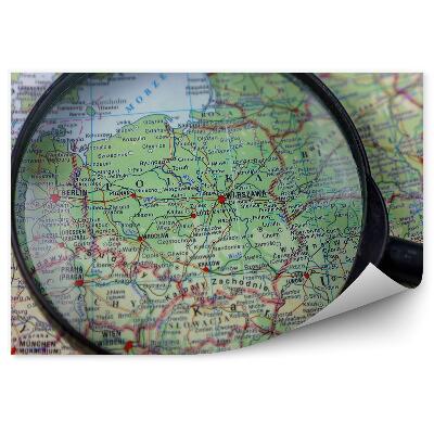 Papier peint Loupe Carte de la Pologne verte