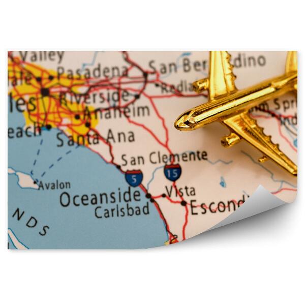 Papier peint Modèle d'avion doré carte de l'Amérique