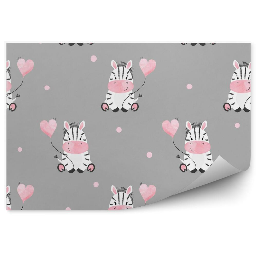 Tapisserie panoramique Zèbres avec ballons