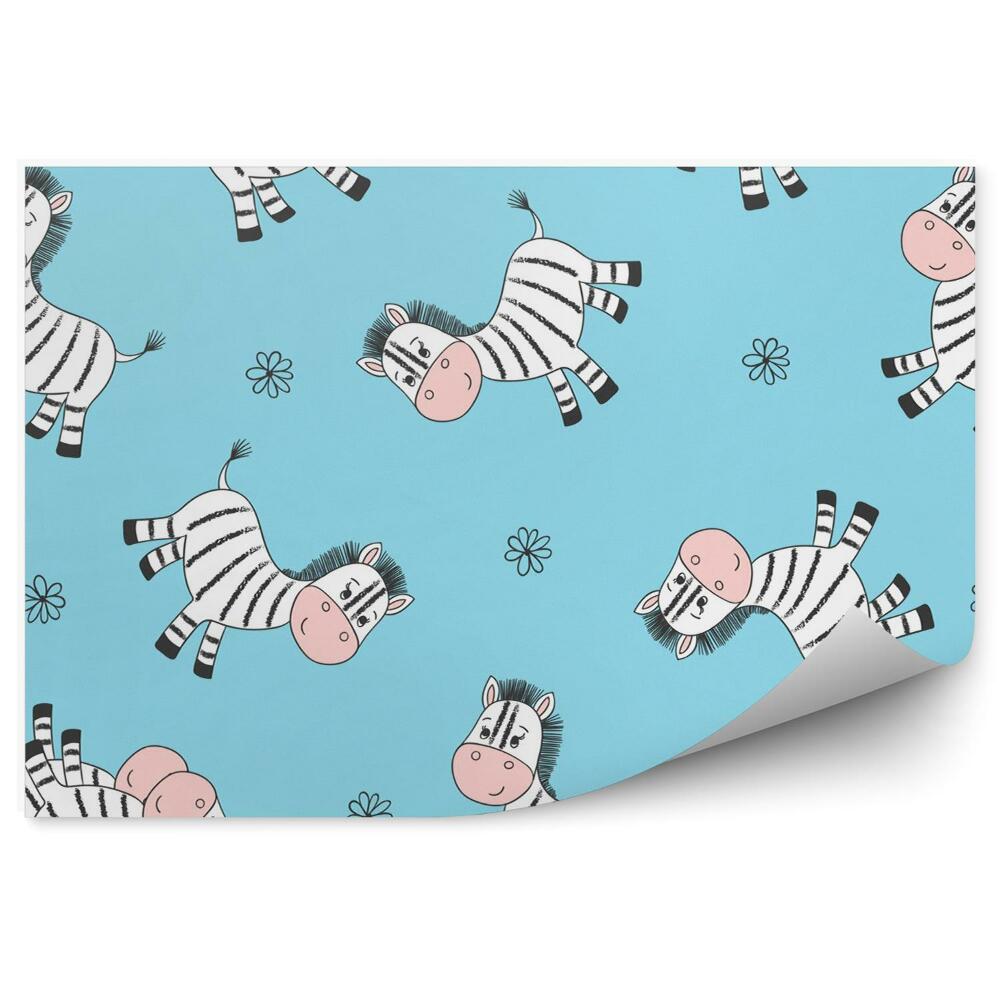 Tapisserie murale Zèbres sur fond bleu