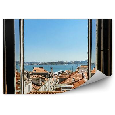 Papier peint Vue d'une fenêtre sur les maisons de Lisbonne