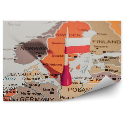 Papier peint Carte d'Europe drapeau polonais pion