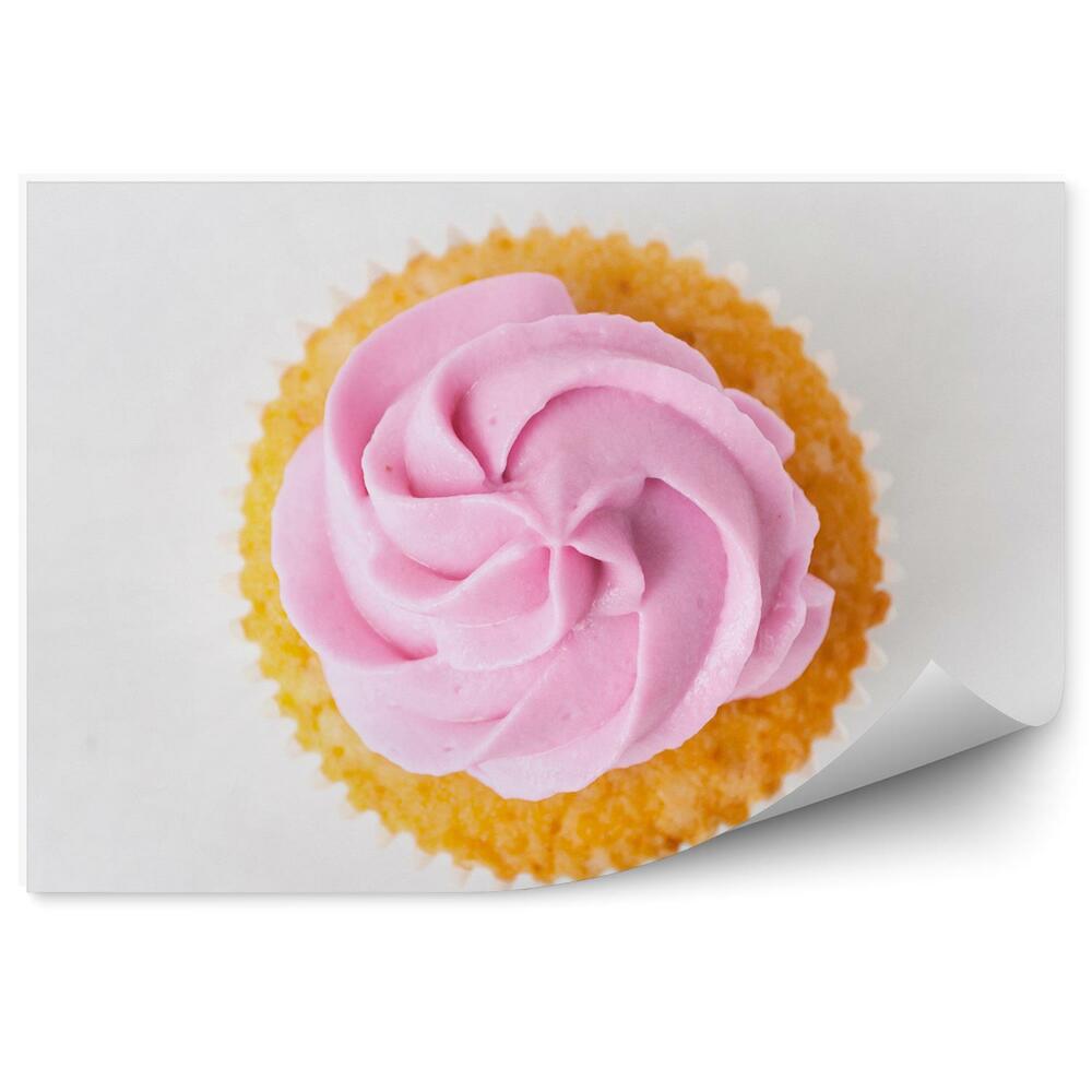 Tapisserie panoramique Cupcake à la crème fouettée rose produits de boulangerie
