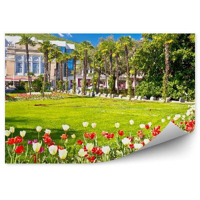 Papier peint Architecture Jardin Tulipes Fleurs Nature