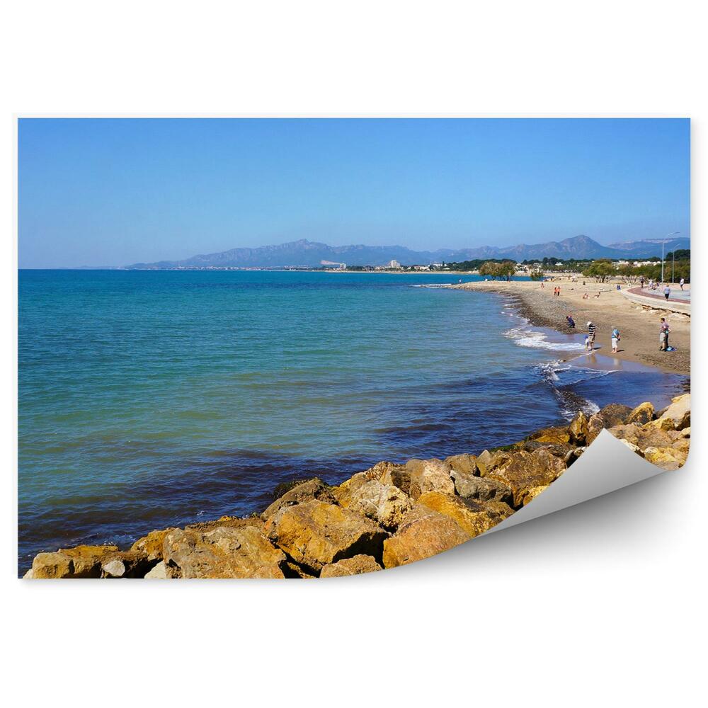 Papier peint Mer côte espagne plage eau collines