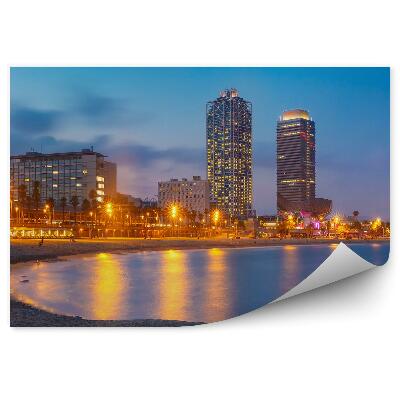 Papier peint Plage de Barcelone la nuit
