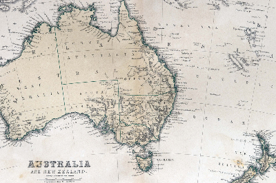 Papier peint Carte de l'Australie et de la Nouvelle-Zélande 1870