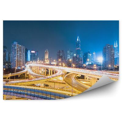 Papier peint Vue ville route nuit