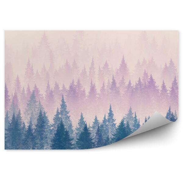 Papier peint Forêt dans le brouillard illustration minimaliste