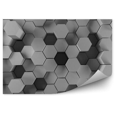 Papier peint Motif 3d cubes convexes gris blanc